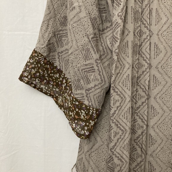 White Birch Women's Brown Floral BOHO Tunic Short Button Up Dress - SZ XL - Picture 2 of 12